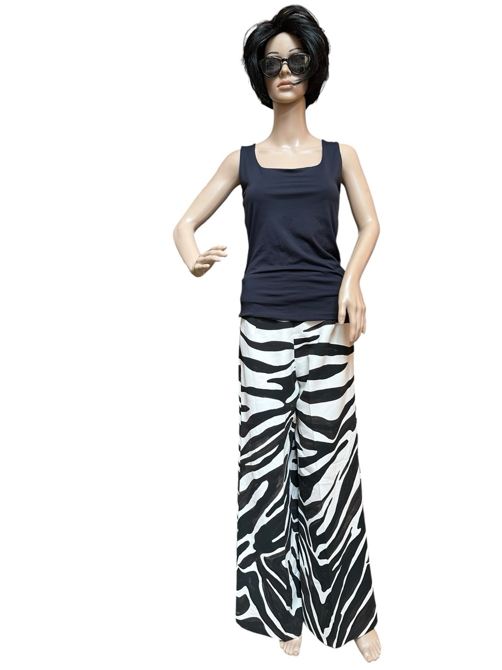 Zara Wide-Leg Zebra Print Pants ZW Collection, M